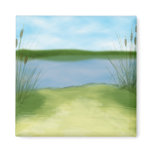 at the lake pretty landscape design refrigerator magnet