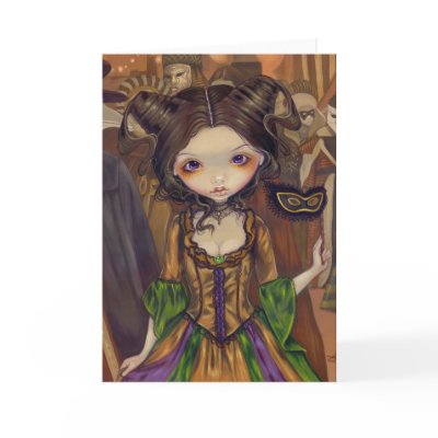 "At the Masquerade Ball" Greeting Card by strangeling