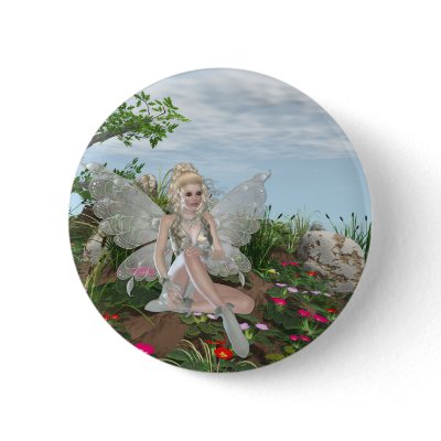 At the Waters Edge - Fairy & Flowers by the Water Pinback Buttons by mrssocolov4