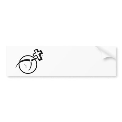 Atheism v Cross Bumper Stickers by mentalwoohoo