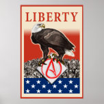 Atheist Eagle Liberty Poster, red border posters