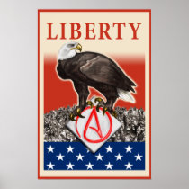 Atheist Eagle Liberty Poster, red border