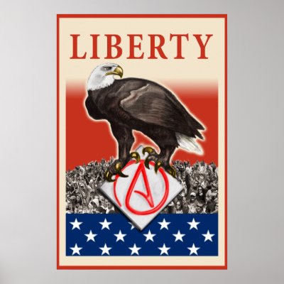 Atheist Eagle Liberty Poster, red border by Political_Atheist