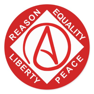 Atheist logo stickers by Godless_Monsters