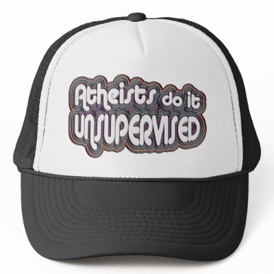 Atheists Do It Unsupervised Mesh Hat by GodlessGifts