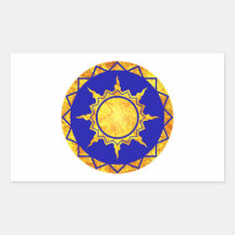 Atlantean Sun on Blue Rectangular Sticker