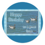 Atlantic Brant Geese Boss Birthday Round Stickers