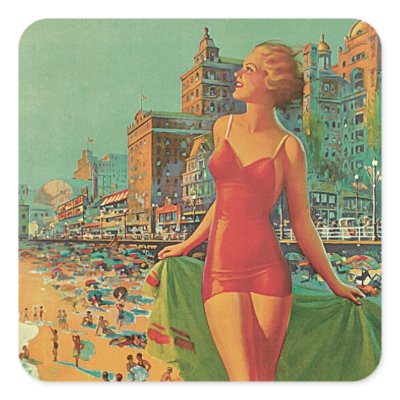 Atlantic City - America's All Year Resort Square Stickers by RetroCommunications