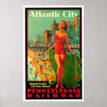 Atlantic City New Jersey Girl Vintage Travel posters