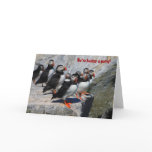Atlantic Puffins We're Having a Party Greeting Card