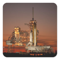 Atlantis awaiting the mission into space square stickers