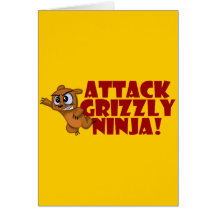 Attack Grizzly Ninja Greeting Card