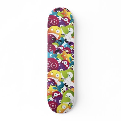 attack of monster balls sk8 custom skate board by doonidesigns