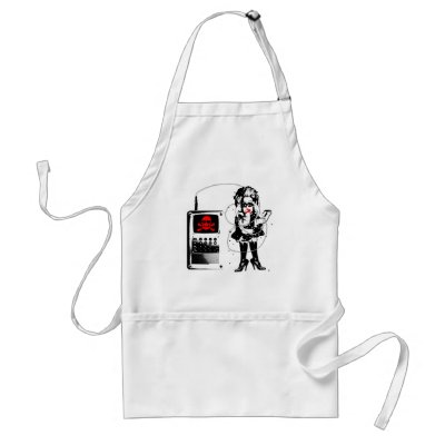 Attack of the Techno-Bimbos!!! Aprons by mercurius