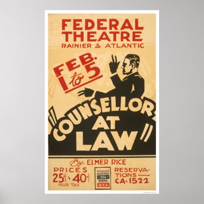 Attorney Drama 1938 WPA Print by lc_wpa