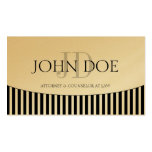 Attorney Monogram B/W Stripes Golden Business Card Templates