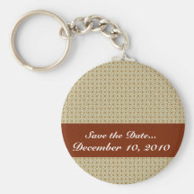 Attractive antique white stems squares on brown ro keychain