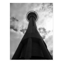 Auckland NZ Sky BW Postcard