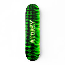 Audrey green fire Skatersollie skateboard.