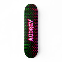 Audrey skateboard pink fire and flames design