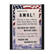 August 10,1942 A.W.O.L, They Were Not Absent With Post Card