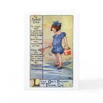 August Birthday Girl at the Beach Card