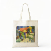 August Macke - House in Garden 1914 Waterolor Canvas Bag