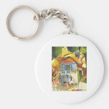 August Macke - Inner Court of Country House 1914 Keychain