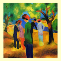 August Macke - Lady in a Green Jacket posters