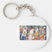 August Macke - Large Zoo Garden Triptychon 1913 Key Chain