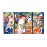 August Macke - Large Zoo Garden Triptychon 1913 Postcard
