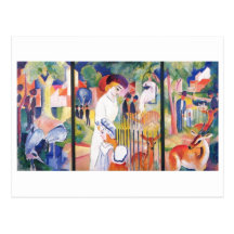 August Macke - Large Zoo Garden Triptychon 1913 Postcard