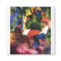 August_Macke - Paar am Gartentisch 1914 Oil Canvas