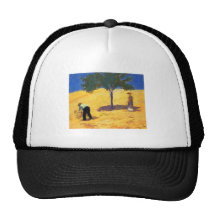 August_Macke Tree in Cornfield 1907 Oil and Pencil Hats