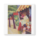 August Macke - Vor dem Hutladen 1913 Oil Fridge Magnet