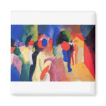 August Macke - With Yellow Jacket 1913 Watercolor Fridge Magnets