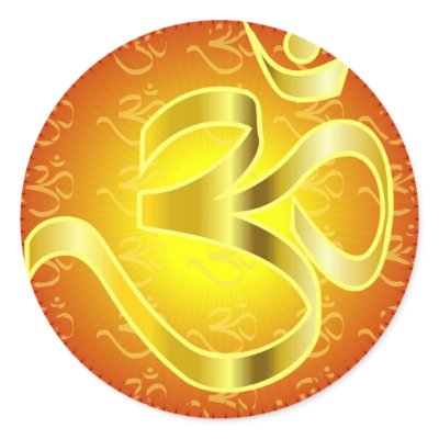 Aum or Om Symbol in yellows & reds by livingzen