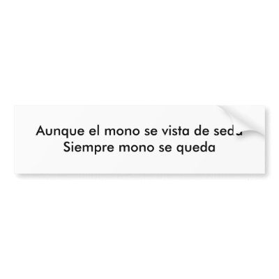 Aunque el mono se vista de seda bumper stickers by Tachito