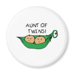 Aunt of Twins Pod Fridge Magnets