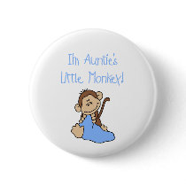 Auntie's Monkey - Blue Tshirts and Gifts Pinback Button