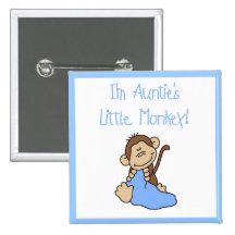 Auntie's Monkey - Blue Tshirts and Gifts Pin