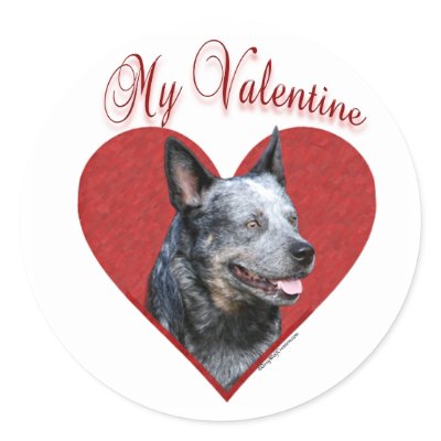 Aussie Cattle Dog My Valentine - Sticker by GreyWolfCreation