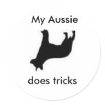Aussie dog does tricks round sticker
