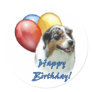 Aussie Happy Birthday Balloons Round Stickers