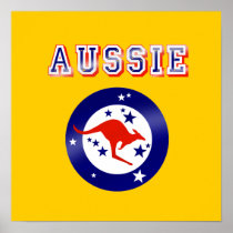 Aussie Kangaroo flag emblem logo gifts Posters