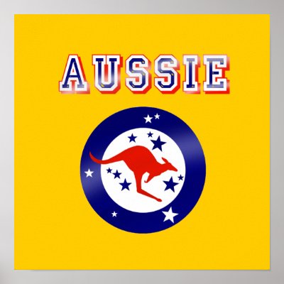 Aussie Kangaroo flag emblem logo gifts Posters by SoccerJersey