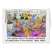 Aussie Kangaroo Wineries Funny Gifts & Tees Card