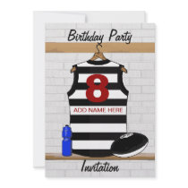 Aussie Rules Jersey Birthday party invitations