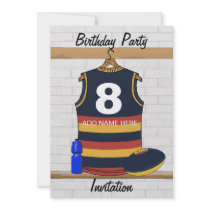 Aussie Rules Jersey Birthday party invitations