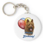 Aussie Terrier Happy Birthday Balloons Key Chains